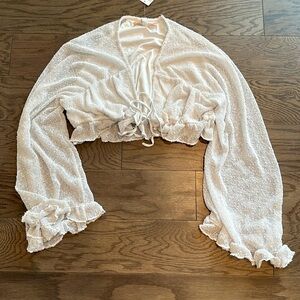 Urban Outfitters White Crop Top with String Tie Size Large